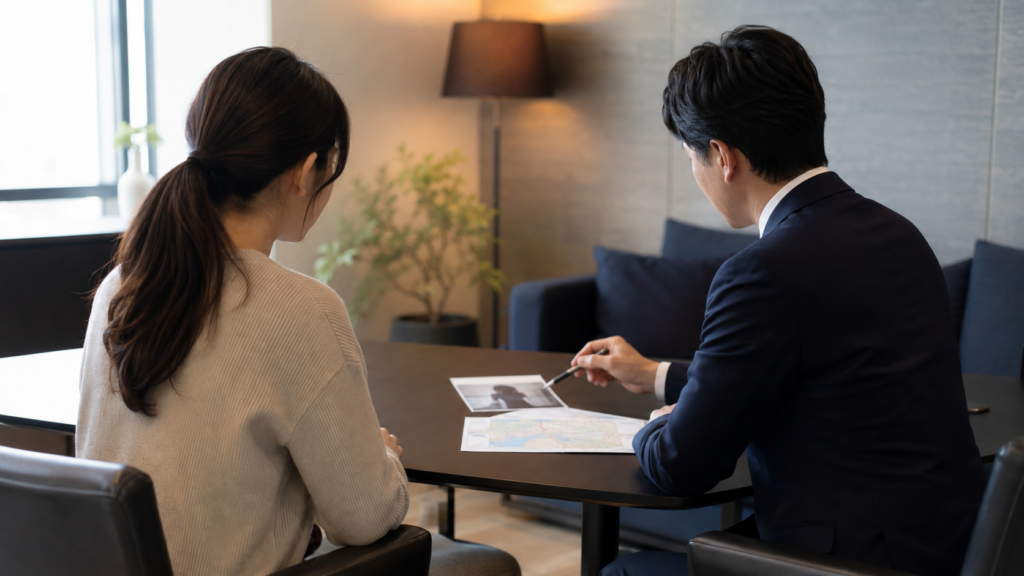 地図と行動記録を照合して所在確認を進める調査員のイメージ